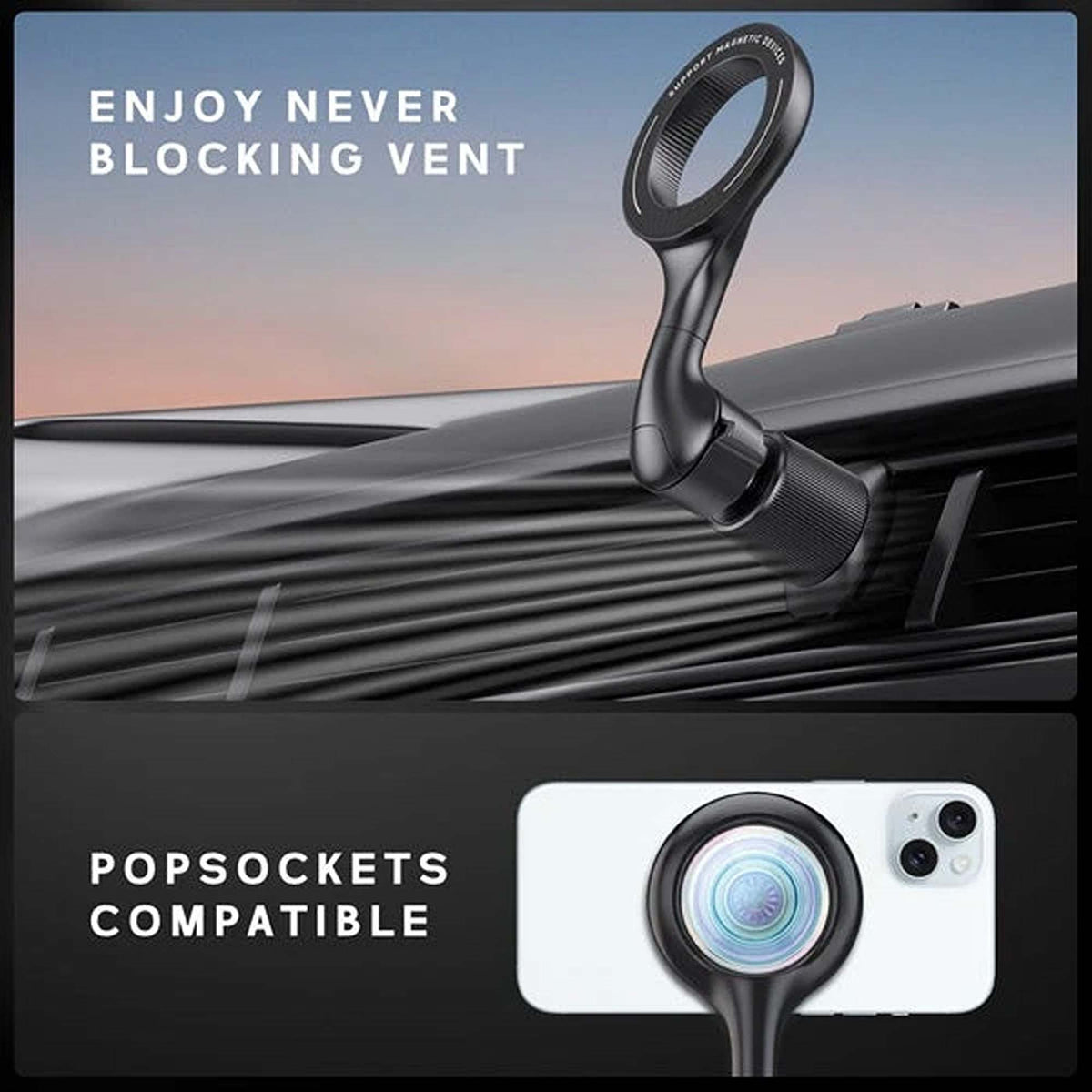 MagSafe Magnetic Car Mount Ring Phone Holder for Air Vent