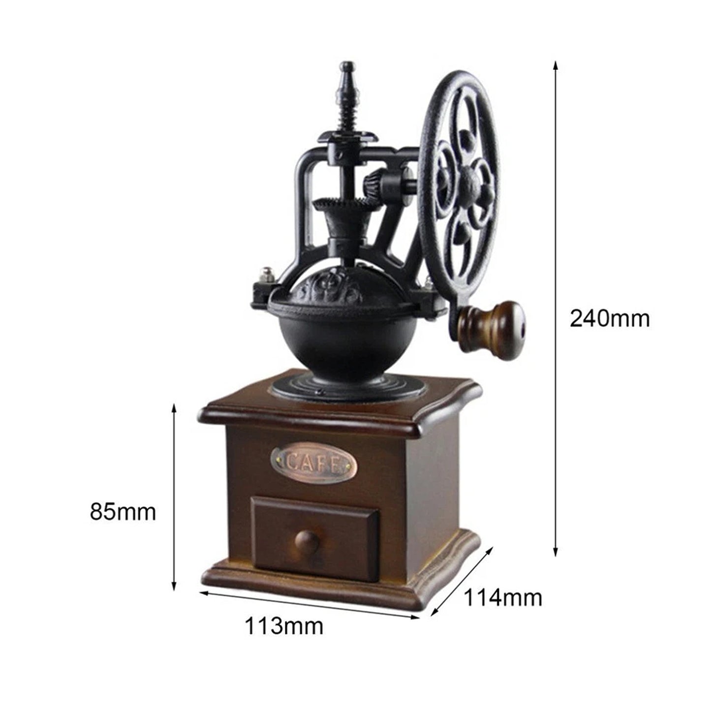 Manual Wooden Coffee Grinder with Cast Iron Burr
