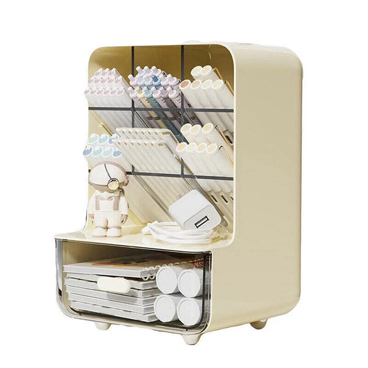 Beige Multi Purpose Desk Organizer for Pens and Stationery