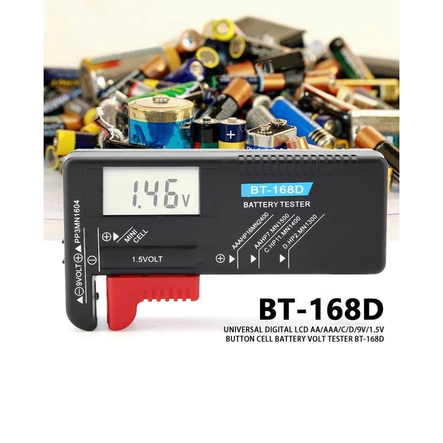 Universal Digital LCD Battery Tester For AA AAA C D 9V Button Cell