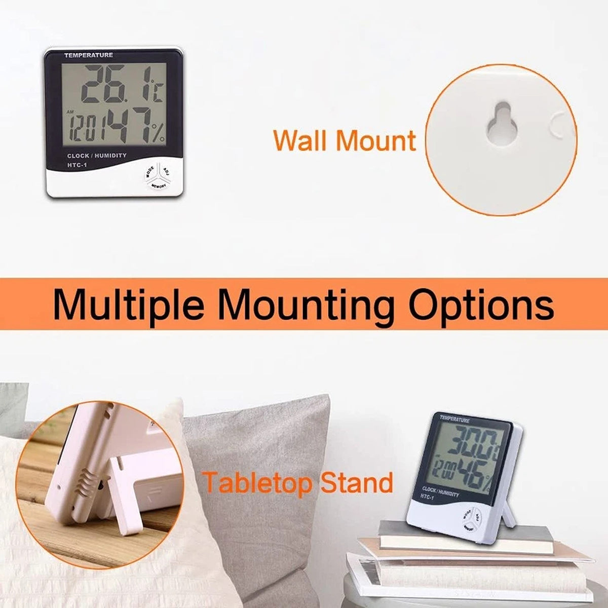 Digital Thermometer and Humidity Meter with LCD Hygrometer 2pcs