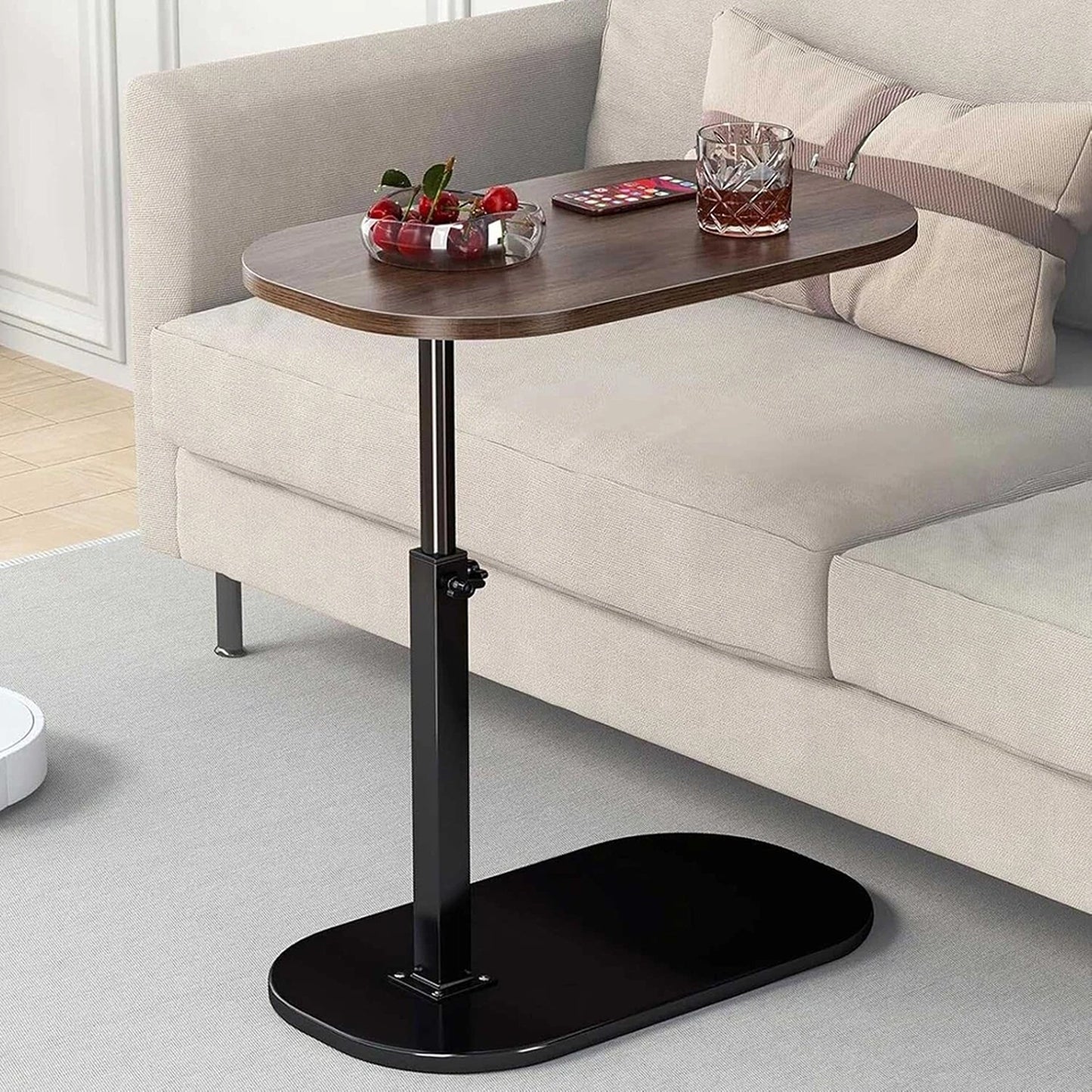 Height Adjustable Laptop Side Table Rotating Bedside Sofa Desk