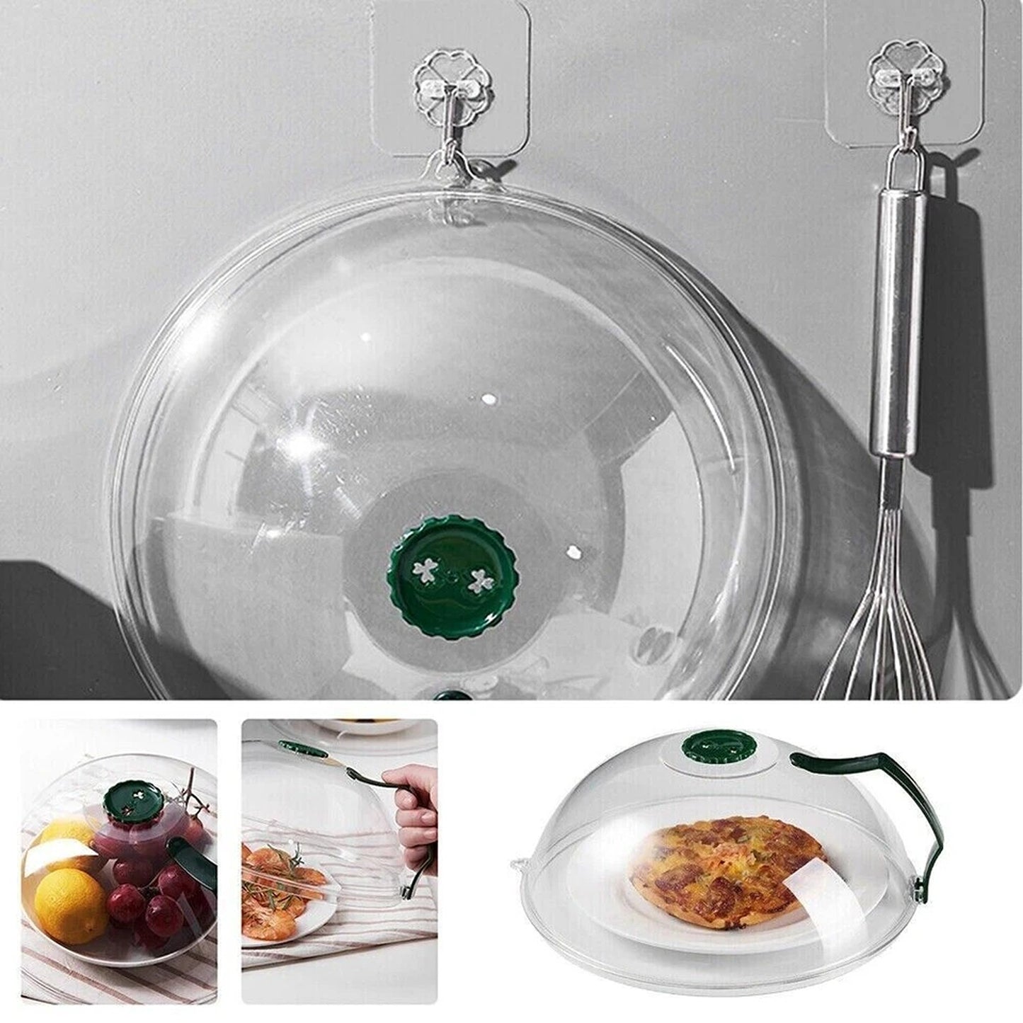 Green Microwave Food Cover Anti Splash Guard with Ventilated Steam Release