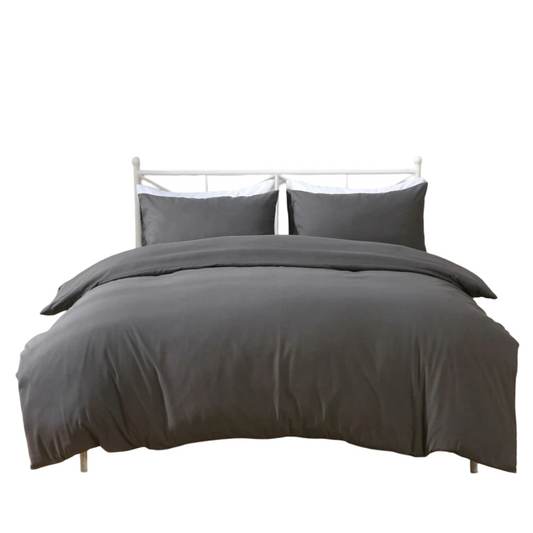 Hotel Quality Luxury Soft Quilt Cover Set - Dark Grey