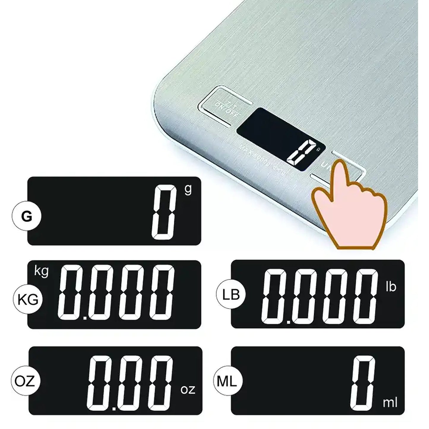 Electronic Digital Stainless Steel Kitchen Scale 5kg - 1g