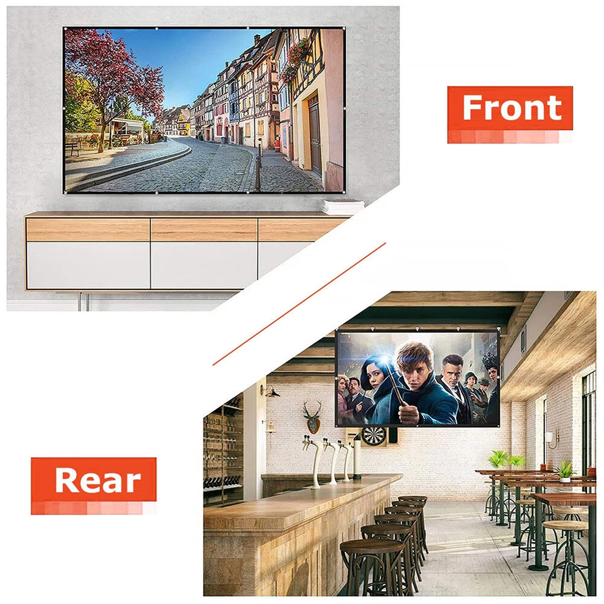 Foldable 120 Inch Projector Screen 16:9 HD Hanging Movie Cinema