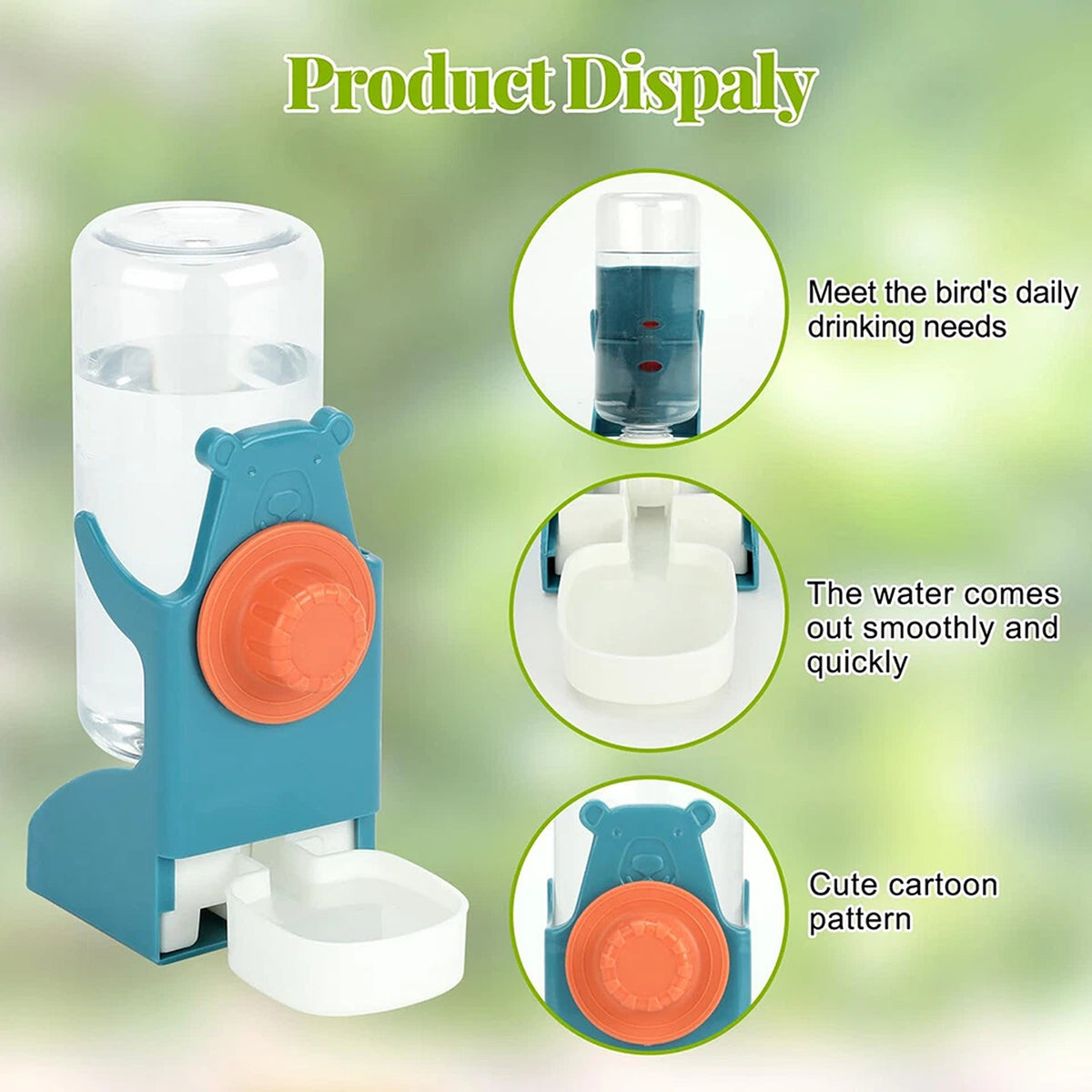 Bird Cage Water Dispenser 500ML Automatic Parrot Feeder