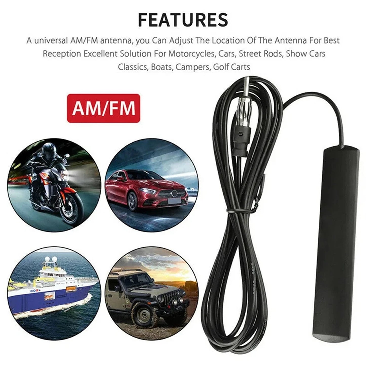 Universal Stealth Radio Antenna for Car Truck and Vehicle