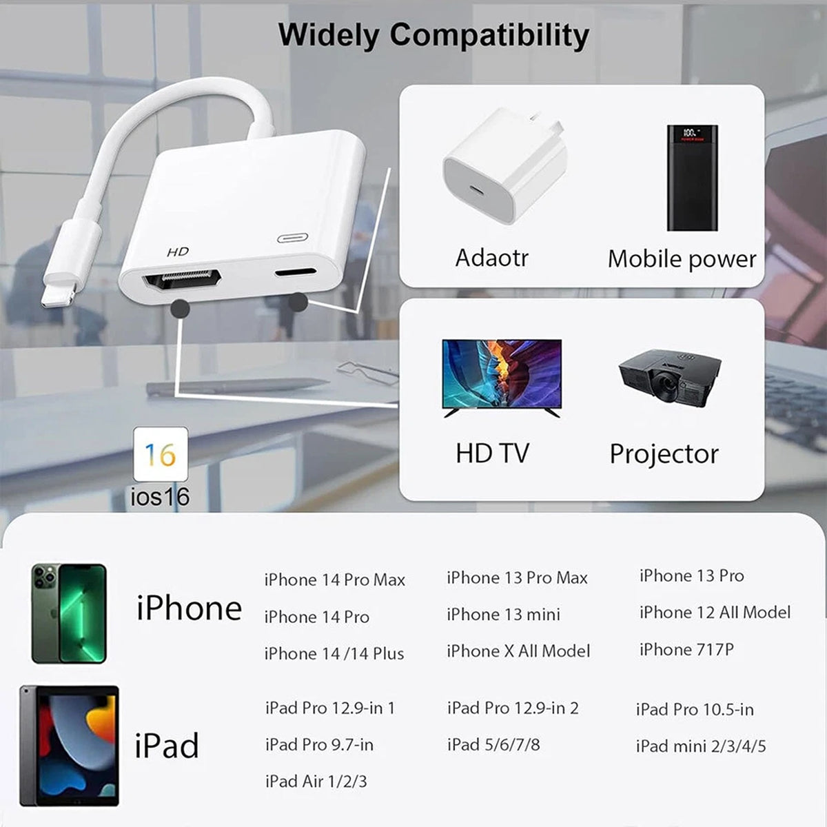 8 Pin to HDMI Adapter for iPhone iPad Digital TV AV Cable