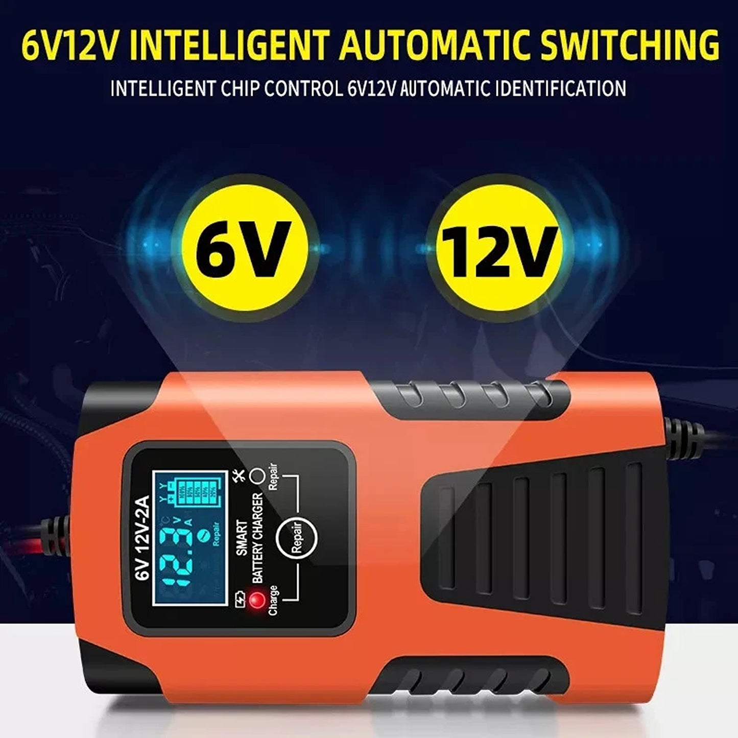 6V 12V Smart Battery Charger for Cars and Motorcycles