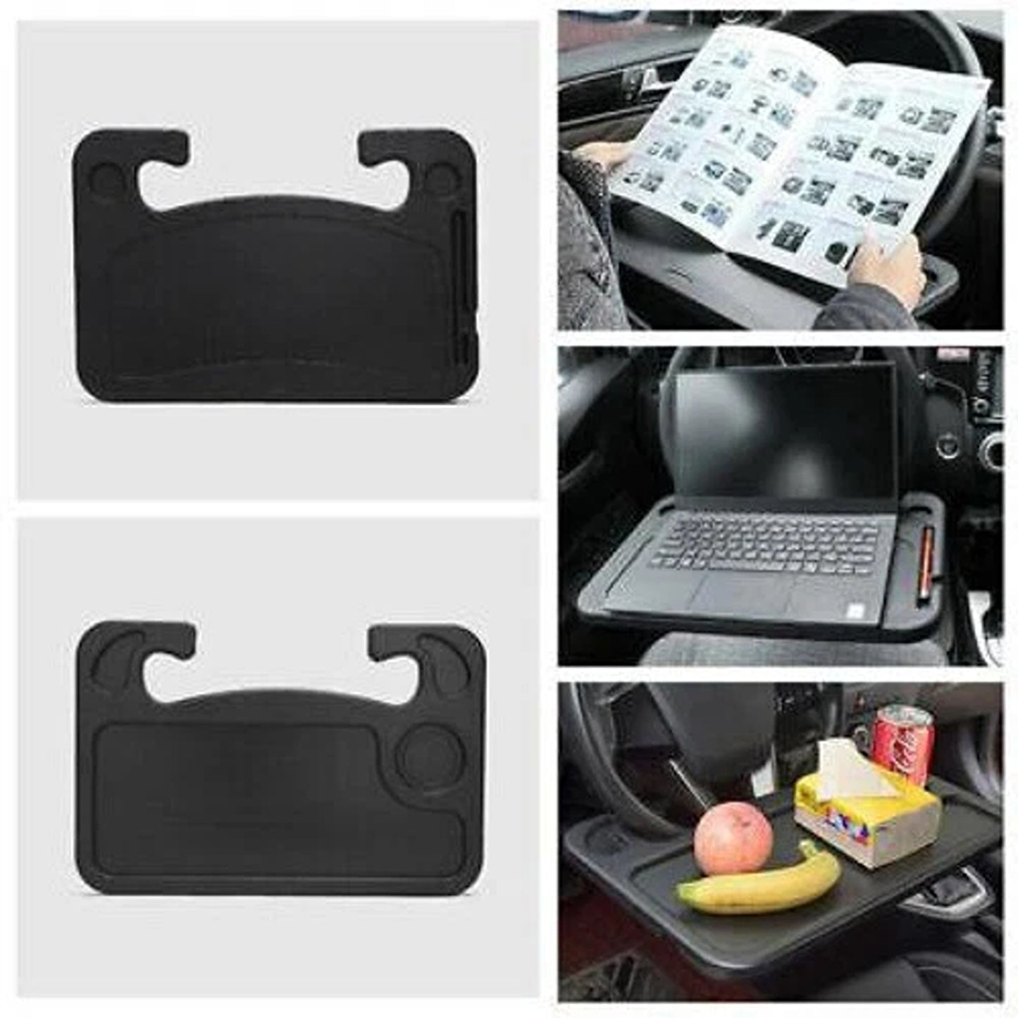 Steering Wheel Mounted Table for Laptop Meals and Drinks