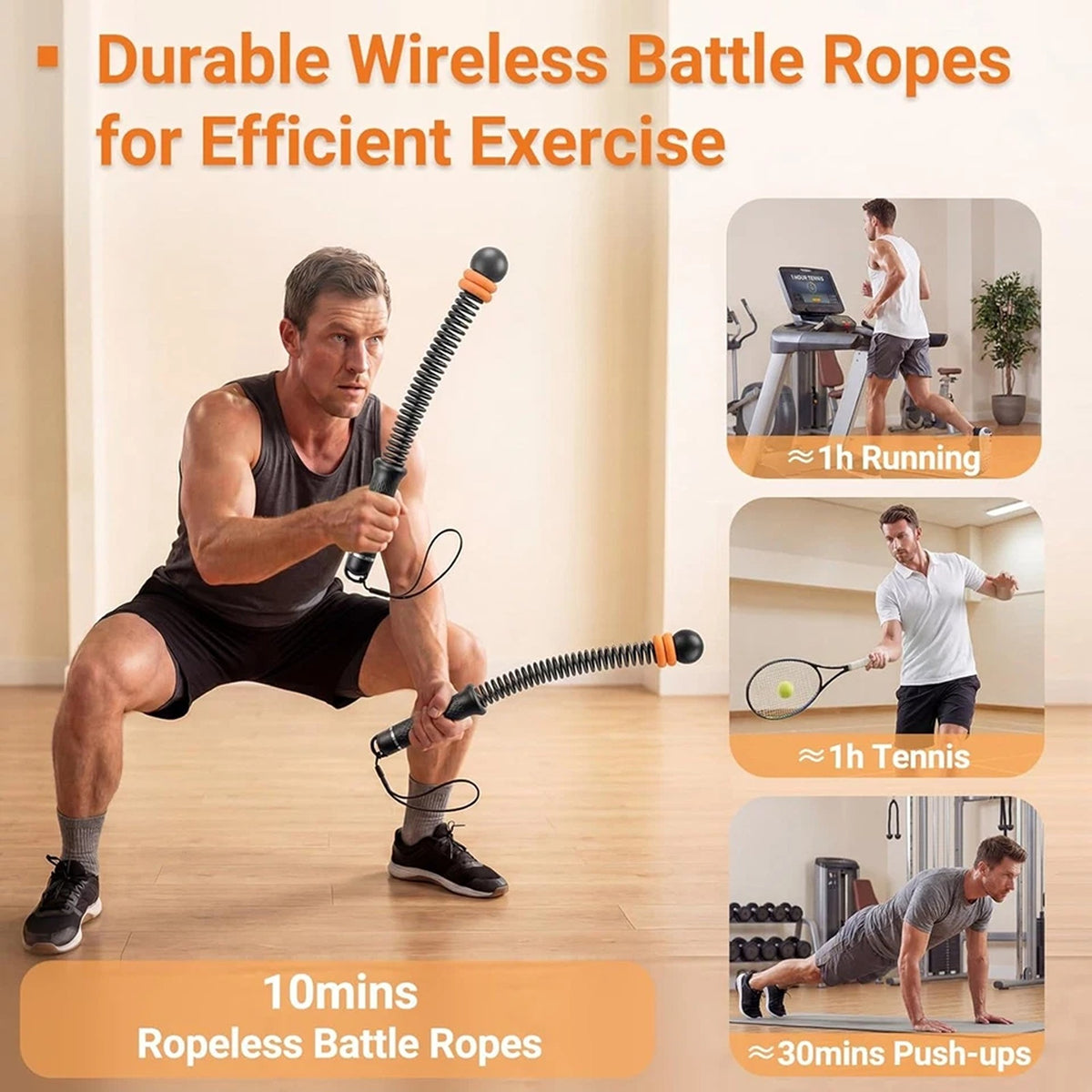 Adjustable Weighted Ropeless Battle Ropes for Fitness Training 2pcs