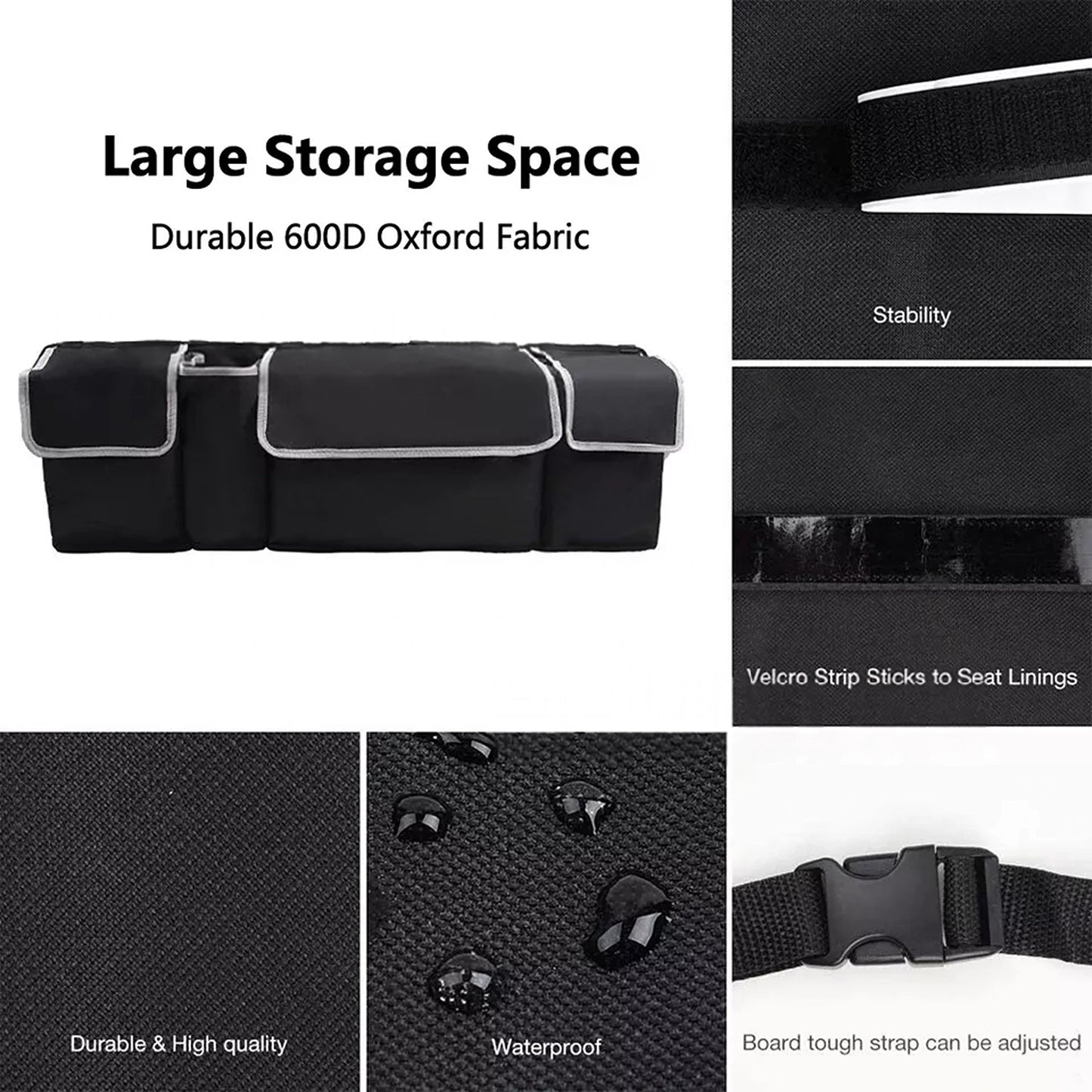 Car Boot Organiser Back Seat Hanger Large Storage Bag Pocket Travel Hanging