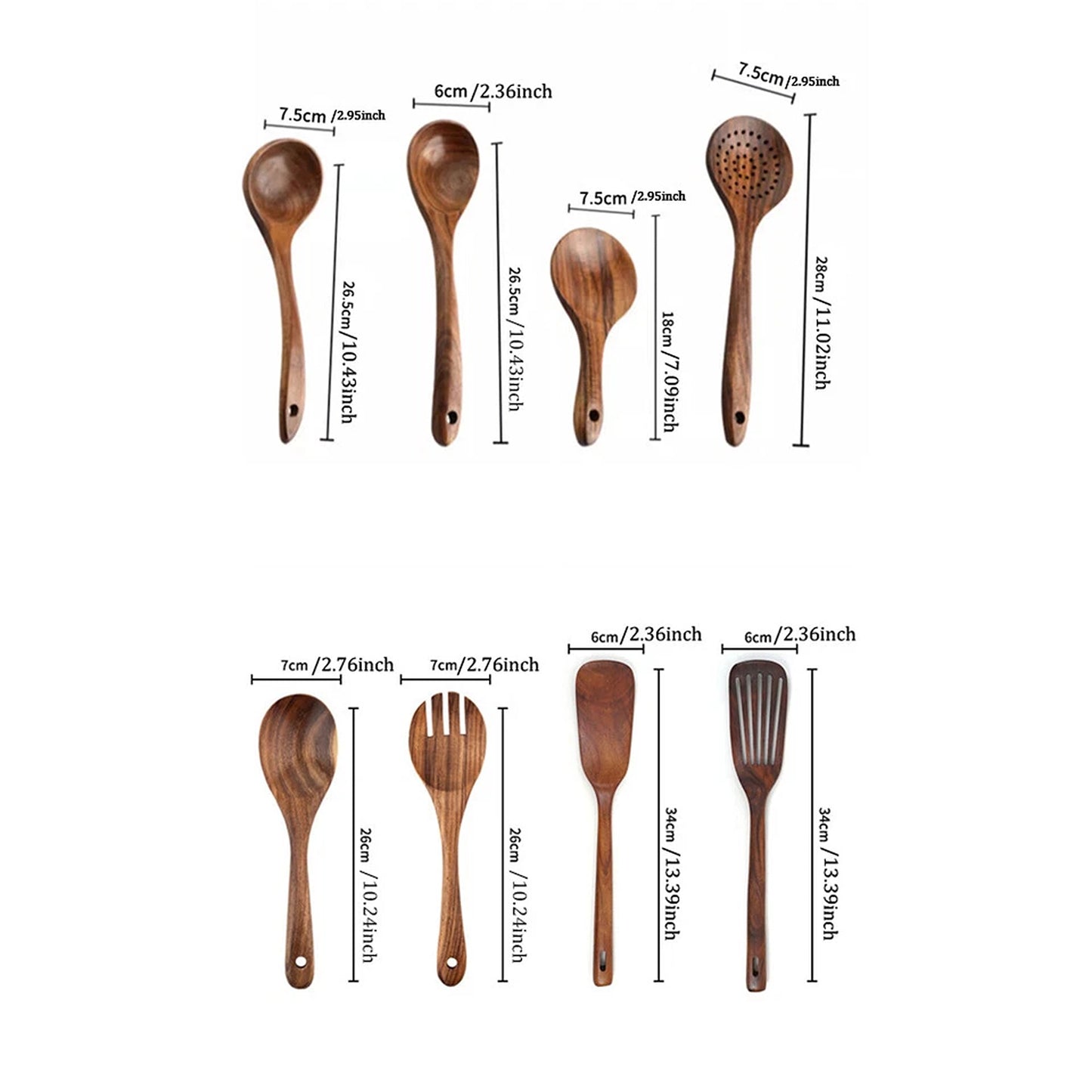 7 Piece Wooden Cooking Utensil Set for Home Chefs