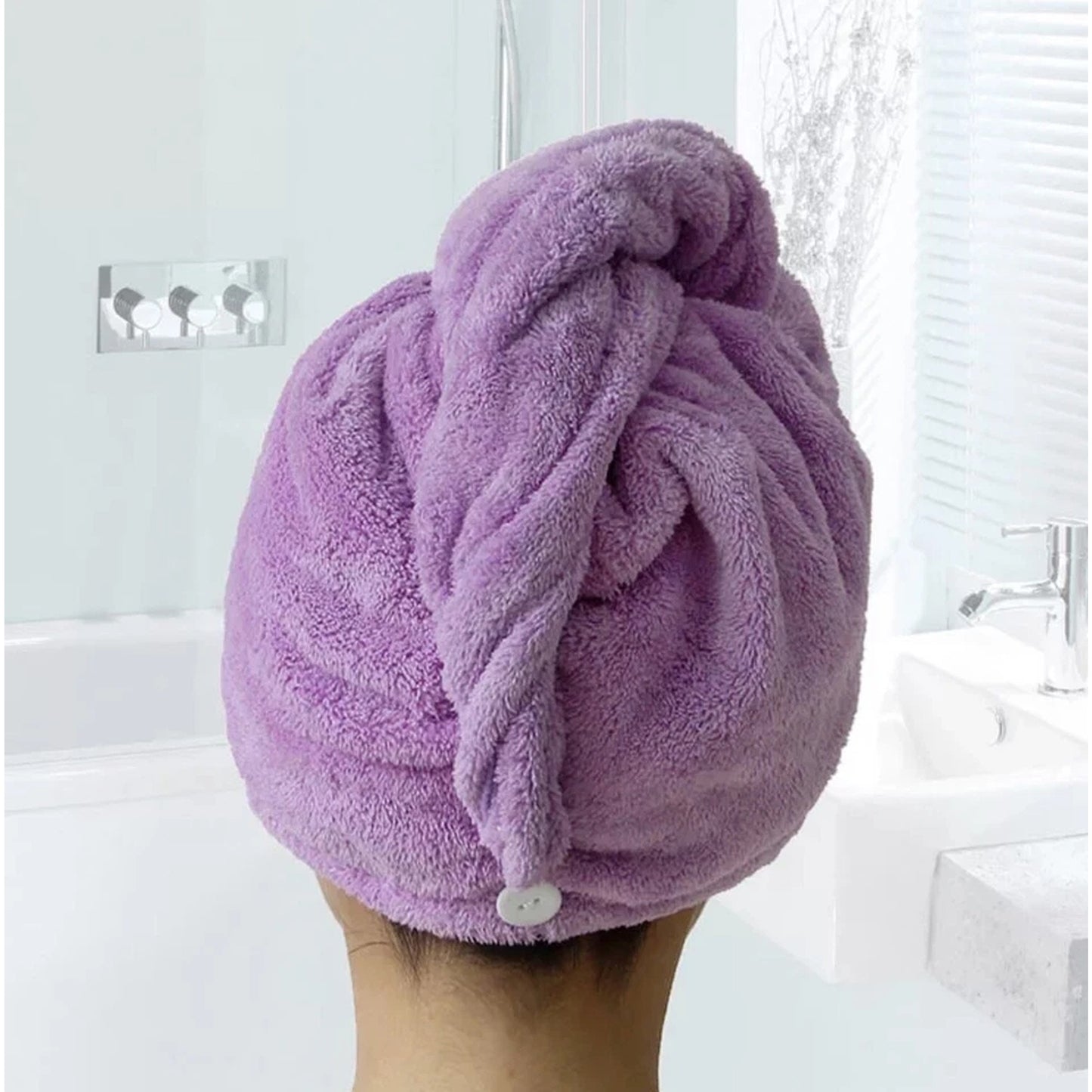 Purple Microfiber Hair Turban Towel for Bath and Beauty Care