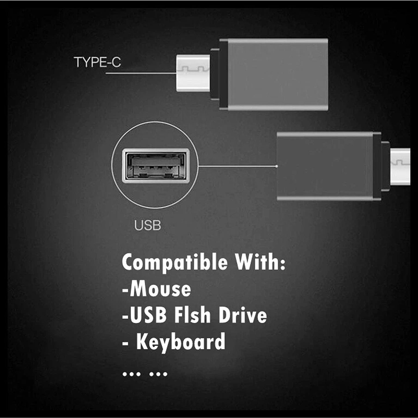 Silver USB C Male To USB 3.0 A Female OTG Adapter Fast Data Converter