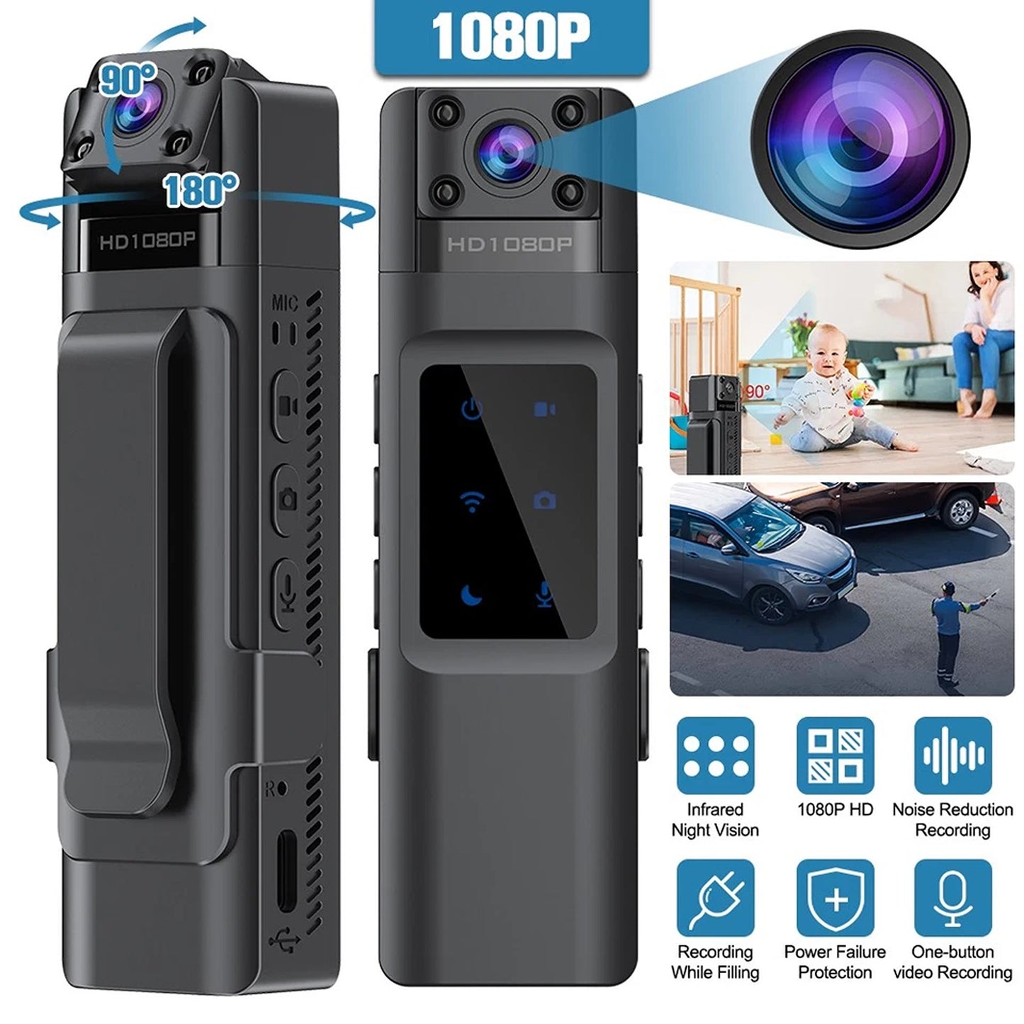 Portable 1080P Body Camera Pocket Clip DVR Video Recorder