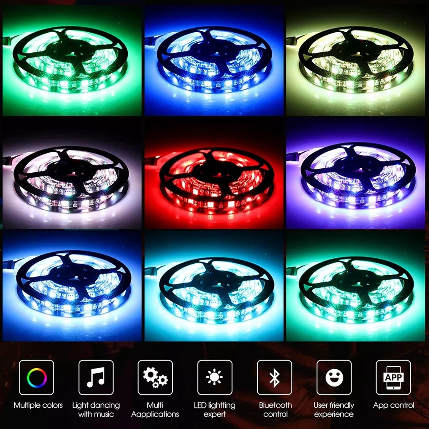 5V Bluetooth USB RGB LED Strip Lights IP65 Waterproof 300 LEDs