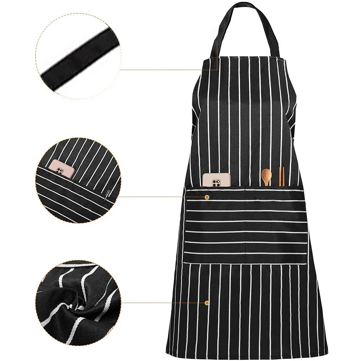 Washable Bib Apron with Pocket for Kitchen and Cooking