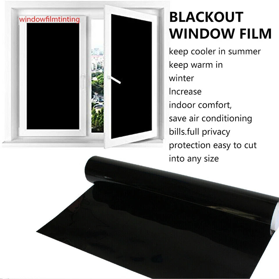 Blackout Static Cling Window Glass Film Privacy Protection To Block Sun Decor