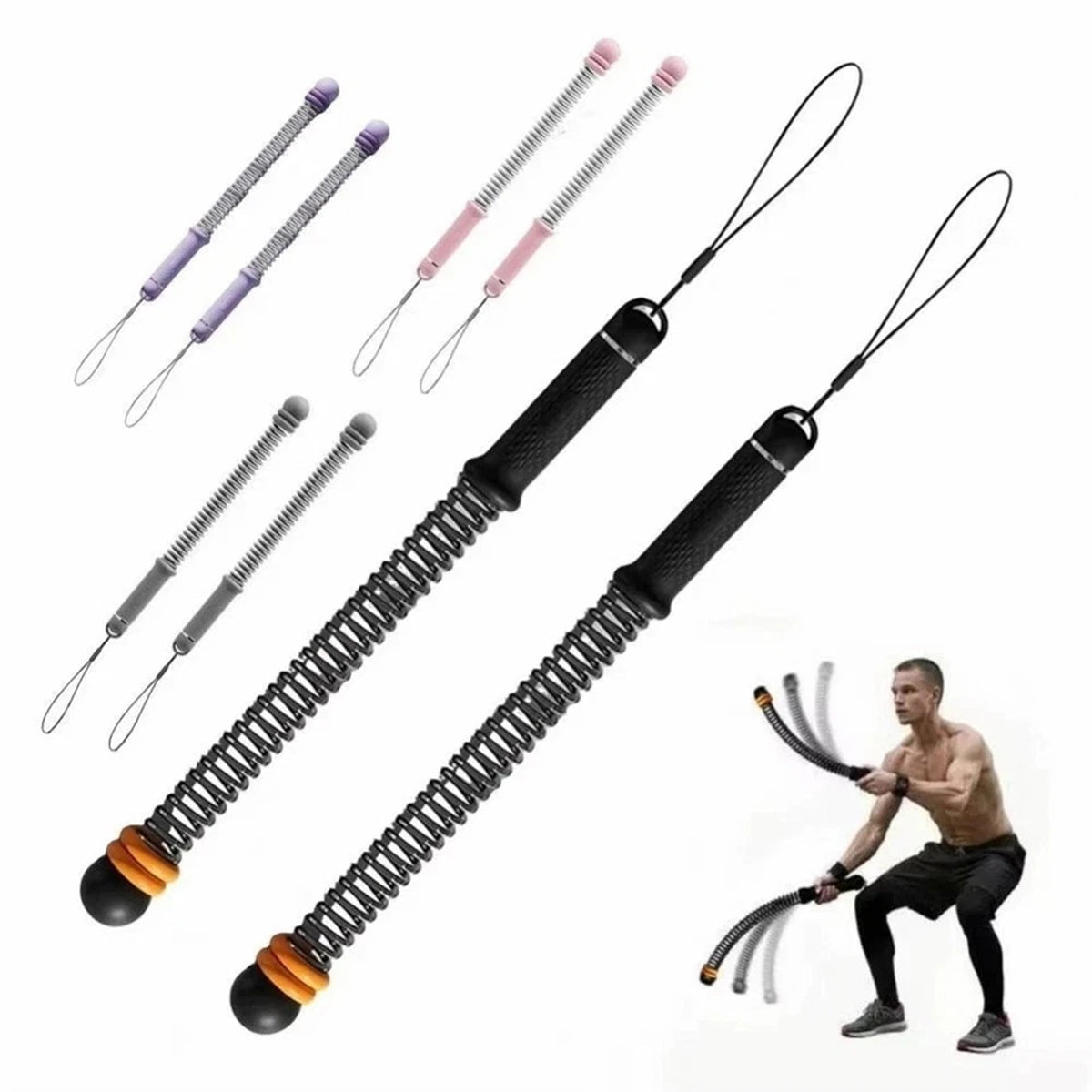Adjustable Weighted Ropeless Battle Ropes for Fitness Training 2pcs