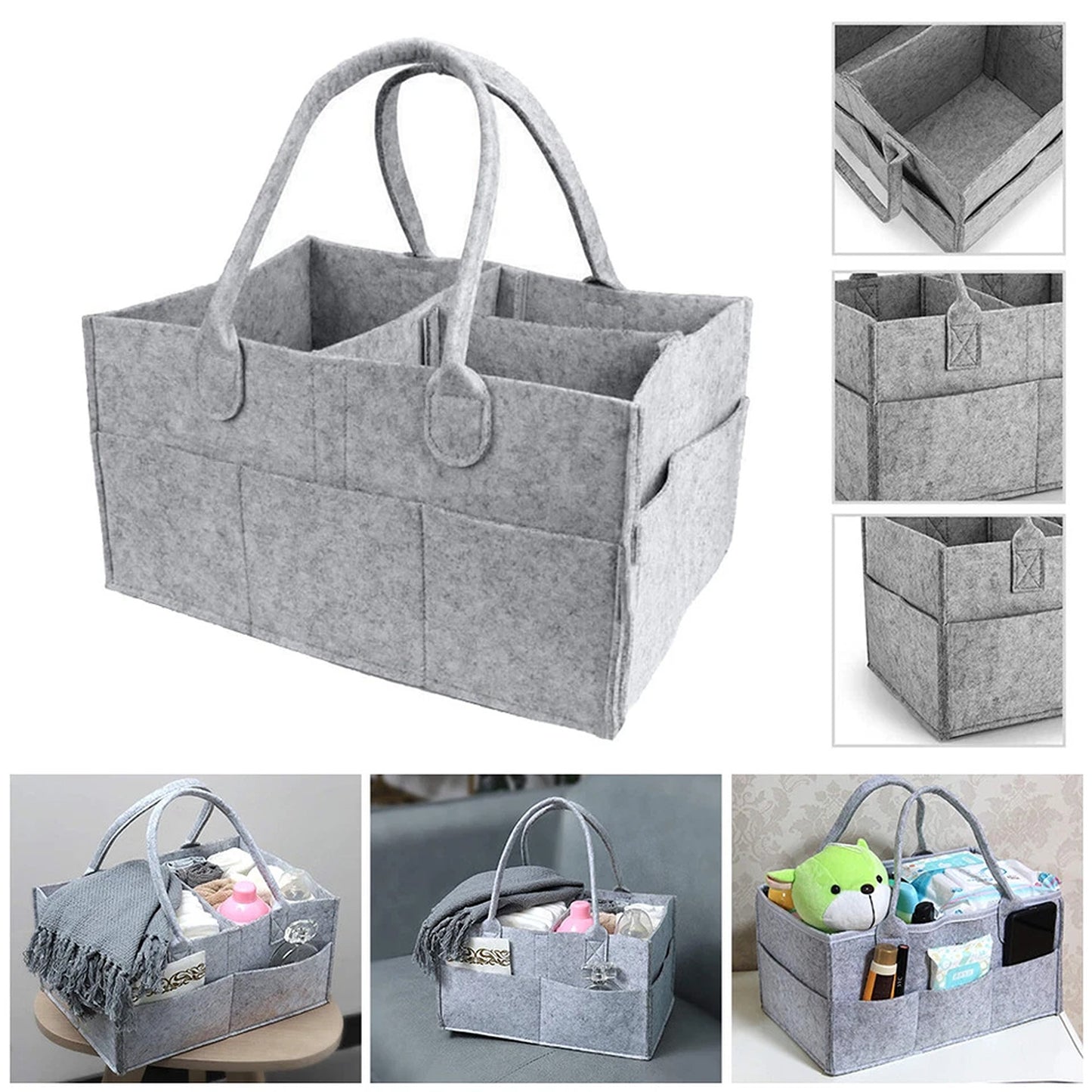 Portable Baby Diaper Storage Caddy Large Capacity Nursery Organizer