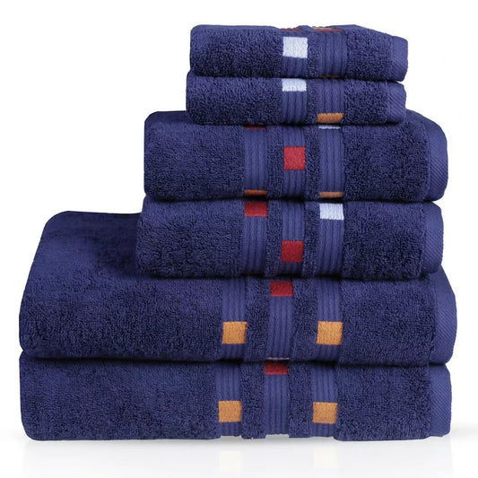 Blue Soft and Absorbent Luxury Cotton Towel Set 550 GSM