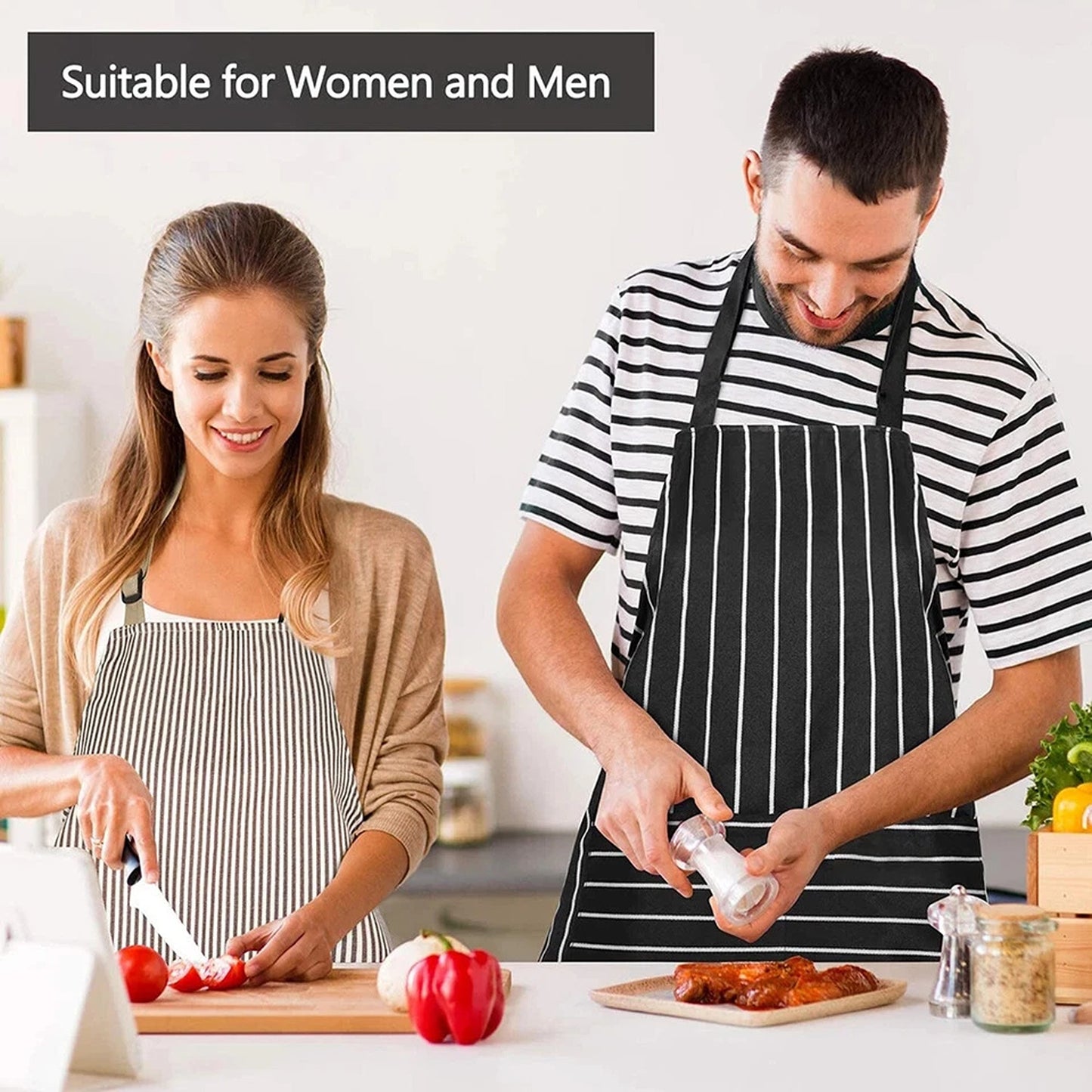 Washable Bib Apron with Pocket for Kitchen and Cooking