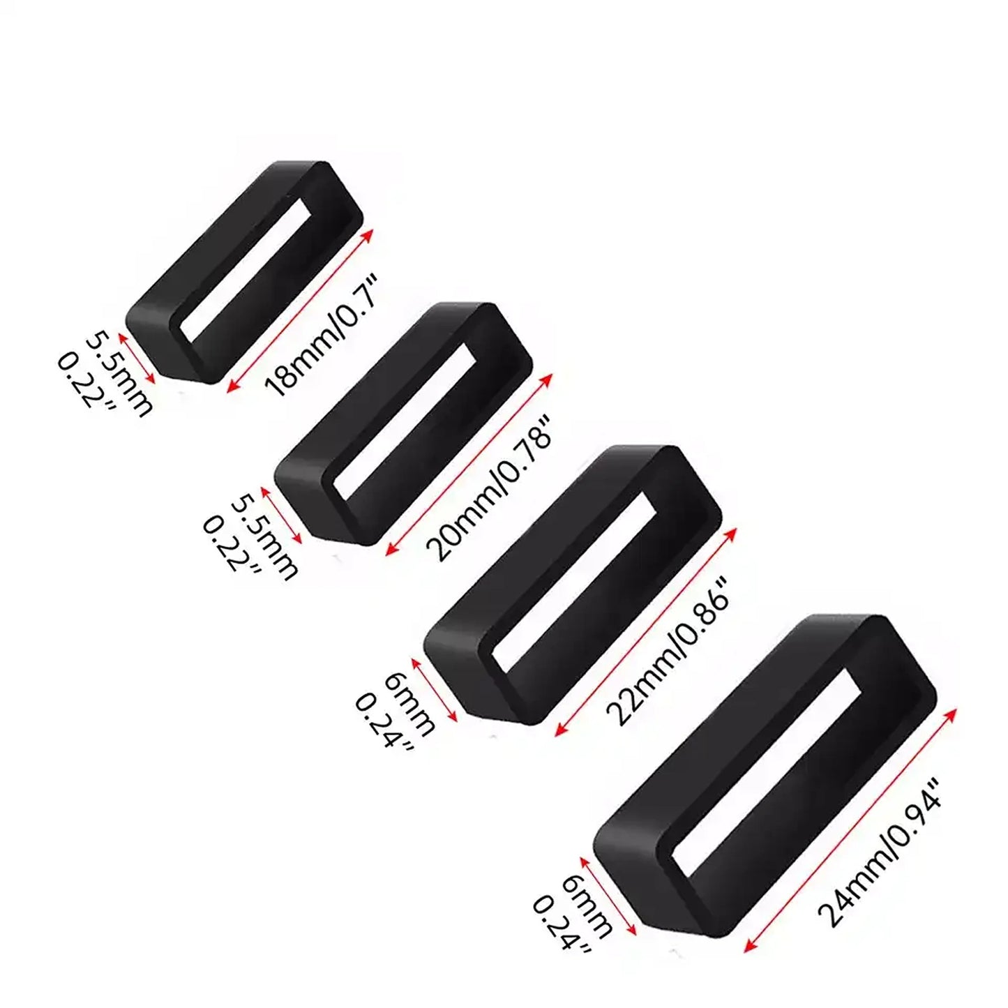 4x Silicone Rubber Watch Strap Band Keeper Holder Hoop Loop Ring Retainer
