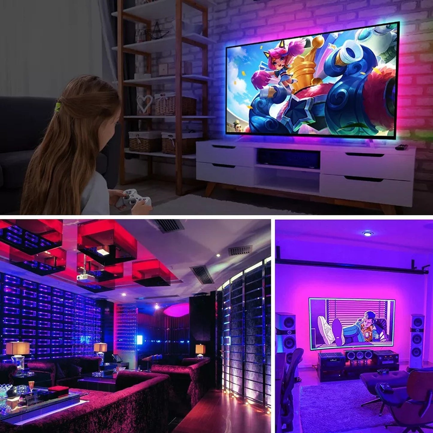 5V Bluetooth USB RGB LED Strip Lights IP65 Waterproof 300 LEDs