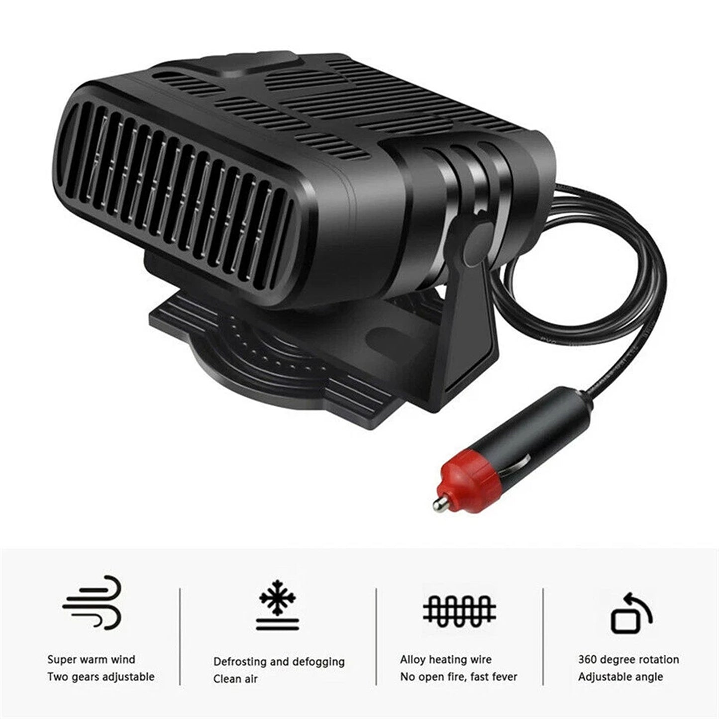 Portable 12V Car Heater Fan Ceramic Defroster Demister