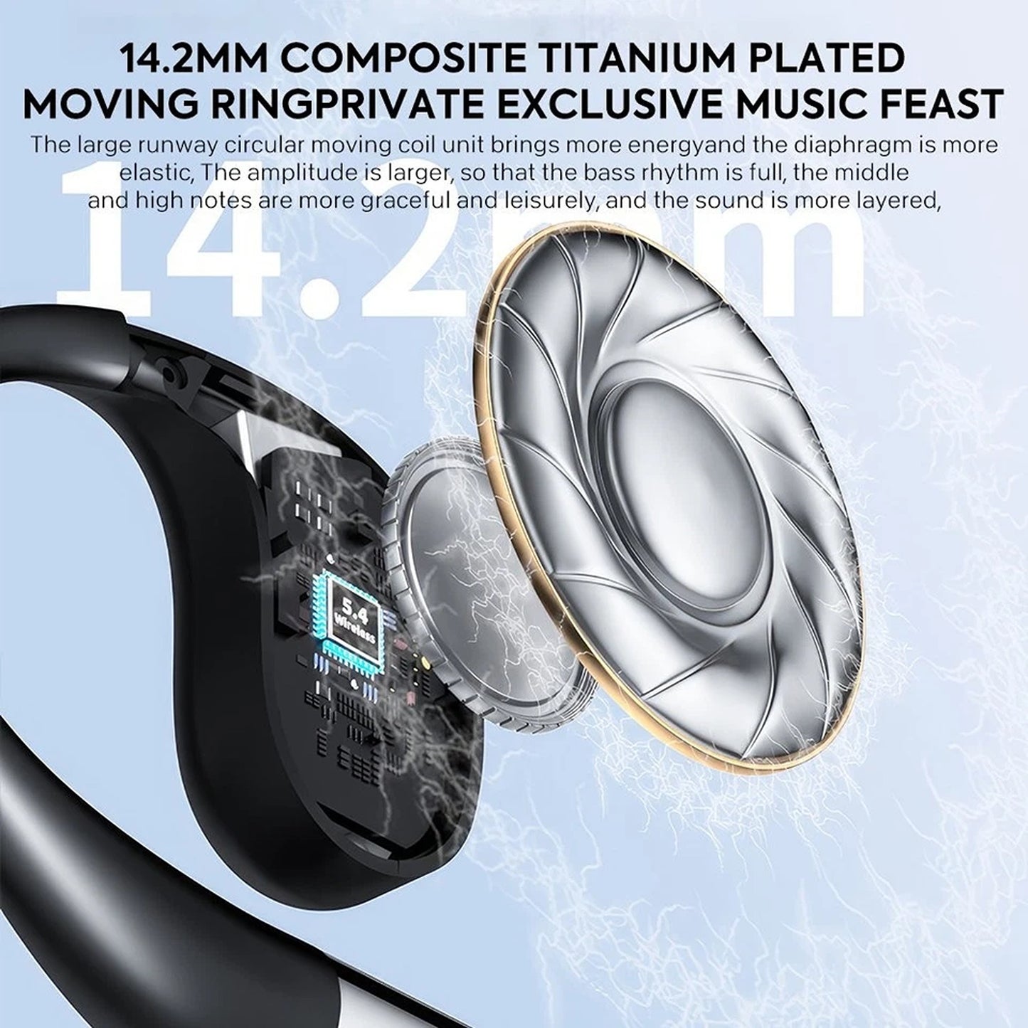Black Wireless Bluetooth Earphones Sport Gym Earbuds With Microphone Sweatproof