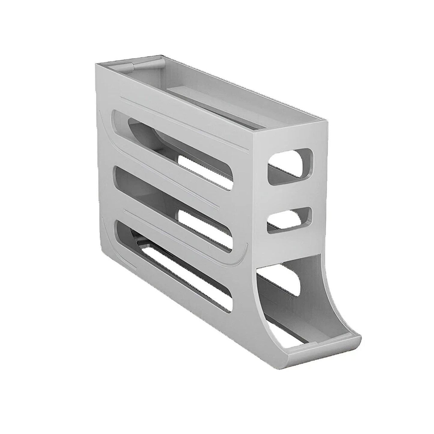 Grey 4-Tier Automatic Egg Dispenser Storage Rack for Refrigerator