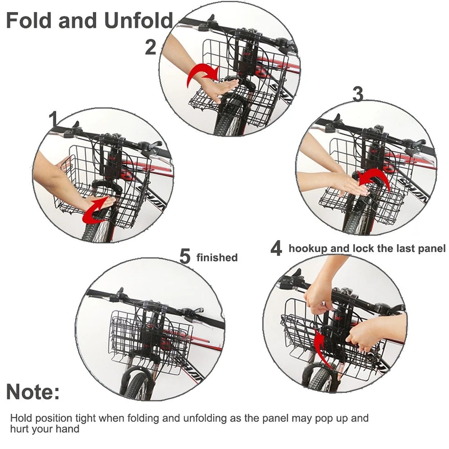 Foldable Bike Basket Portable Collapsible Bicycle Storage Basket Black