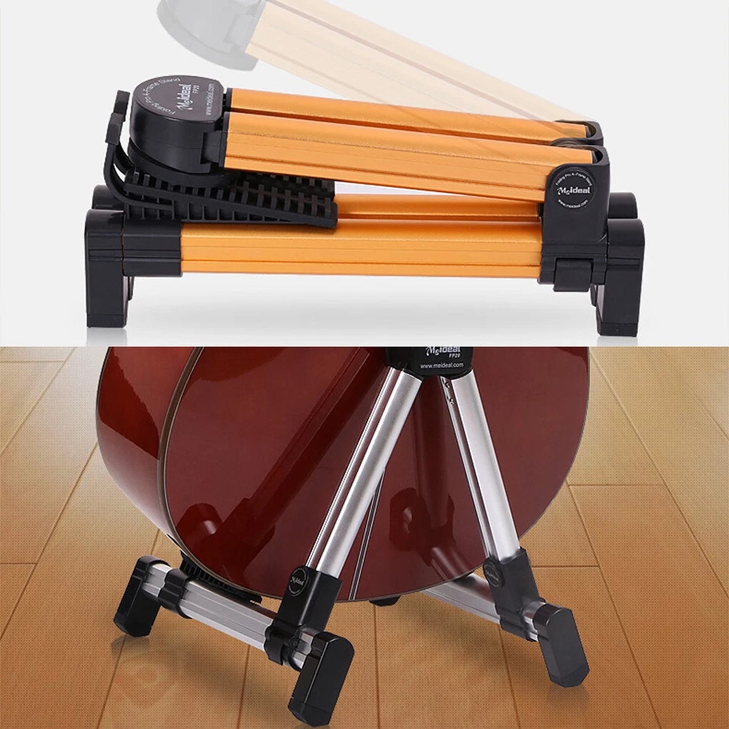 Silver Folding Guitar Floor Stand for Electric Acoustic and Bass