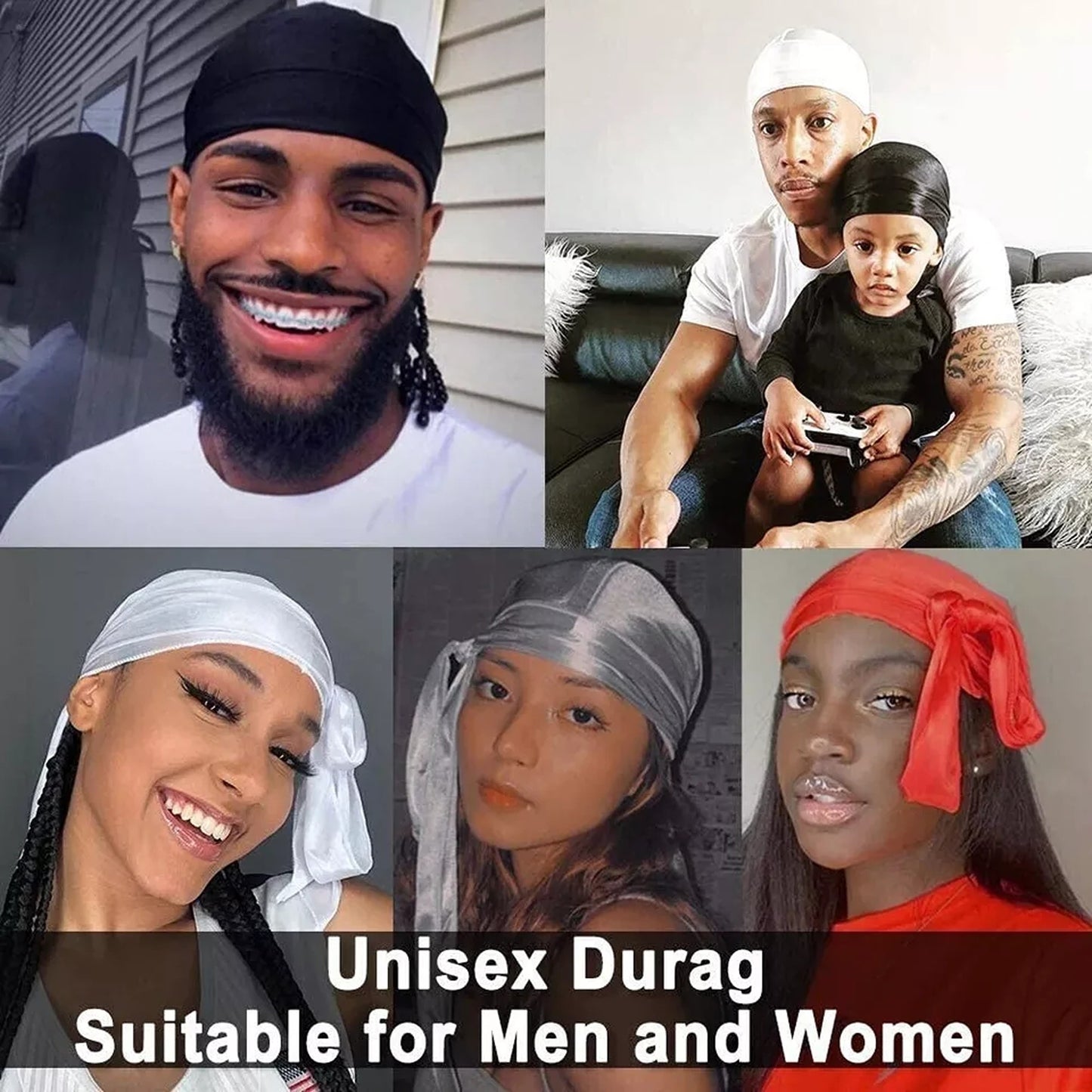 Unisex Bandana Doo Durag Headwear Soft Silk Pirate Cap Wrap Fashion Men Women