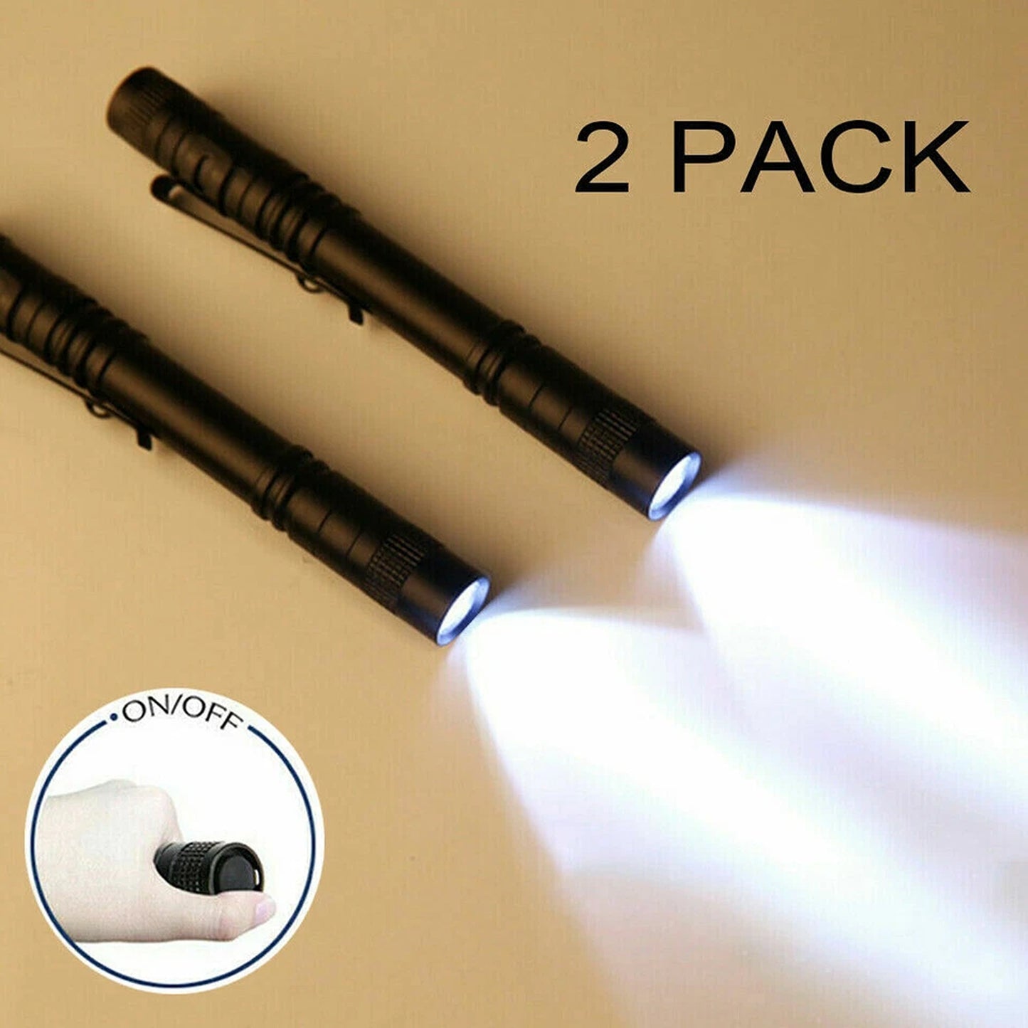 2Pcs Mini LED Pen Light Small Portable Flashlight Torch