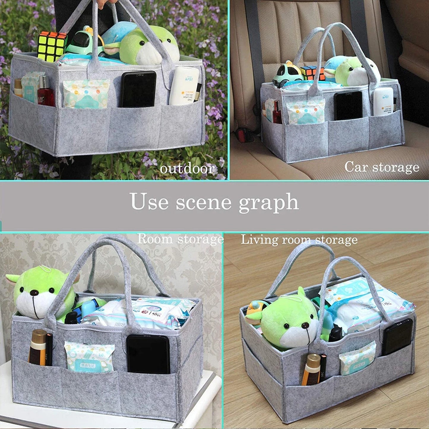 Portable Baby Diaper Storage Caddy Large Capacity Nursery Organizer