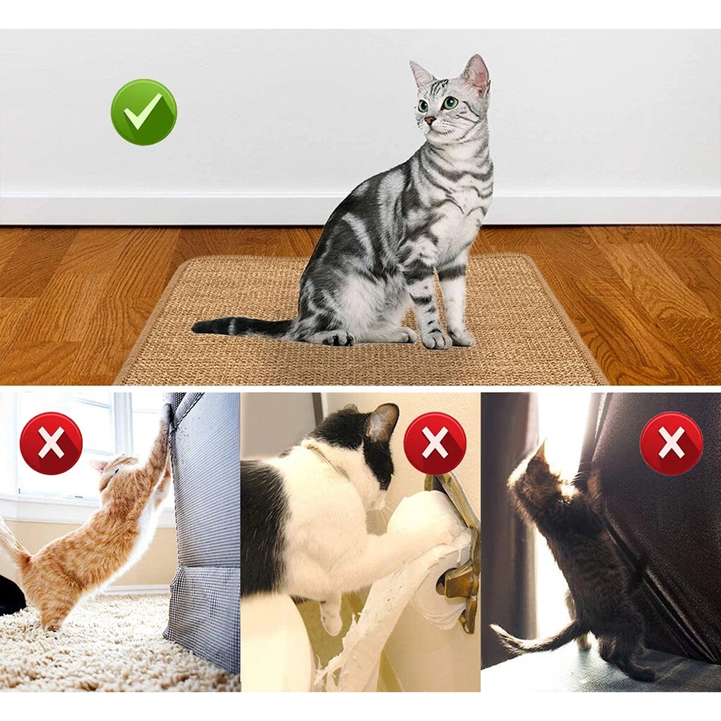 Natural Sisal Cat Scratcher Mat for Sofa Protection