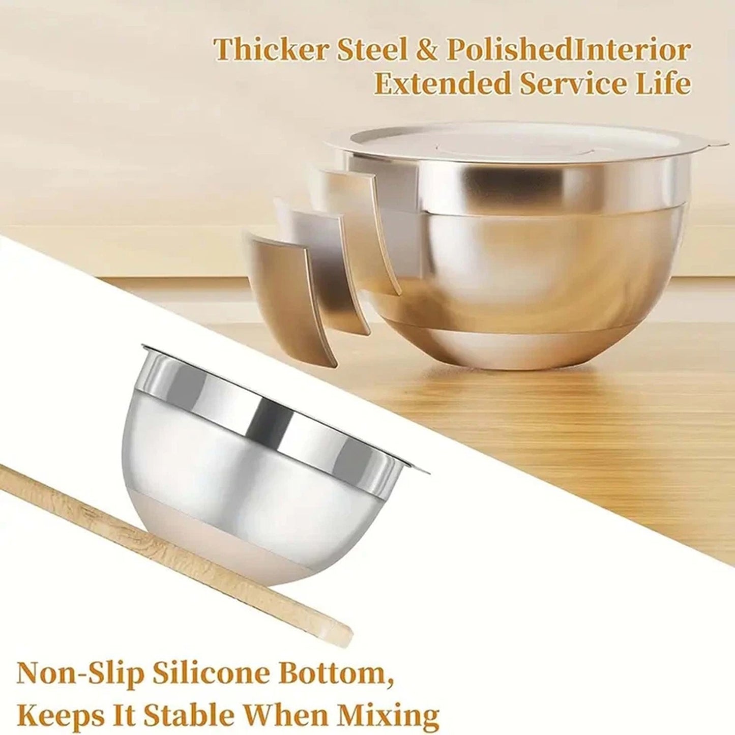 5 Piece Stainless Steel Kitchen Mixing Bowls with Lids