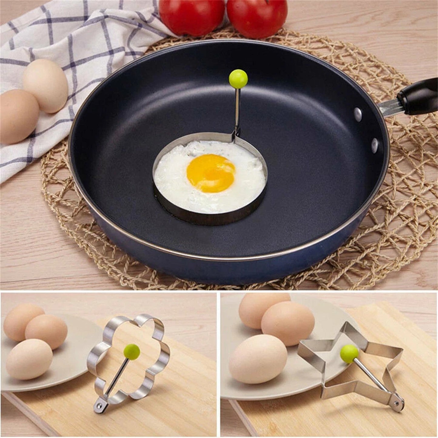 5 Piece Stainless Steel Egg Rings for Pancakes and Fried Eggs