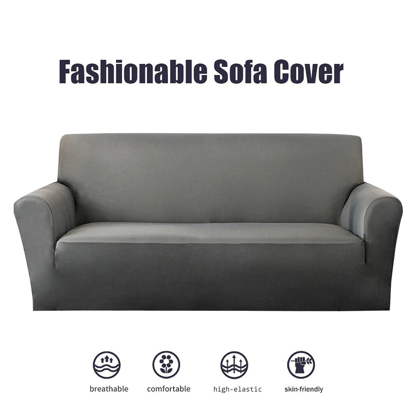 Grey Washable Sofa Slipcover for 1 to 4 Seater Sofas