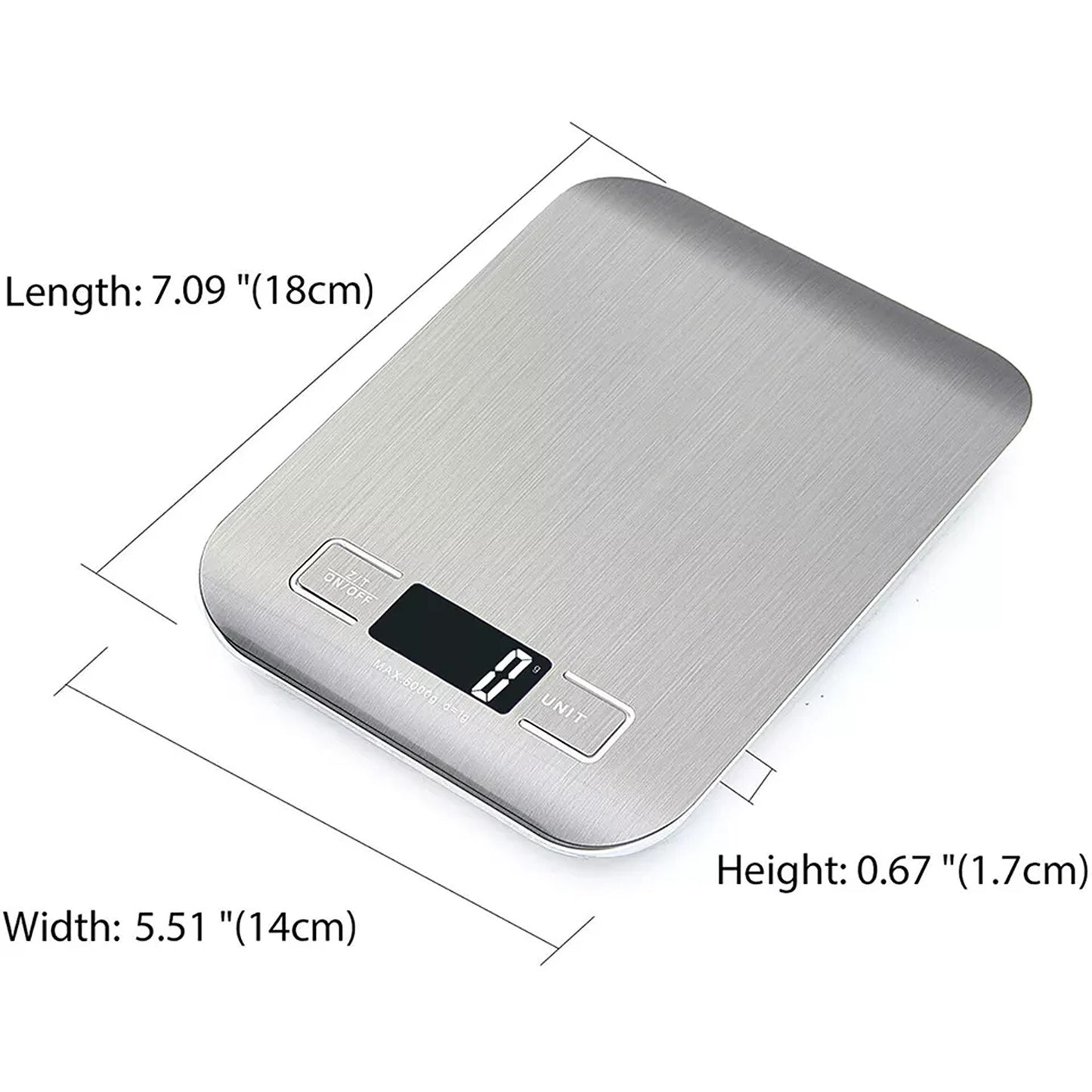 Electronic Digital Stainless Steel Kitchen Scale 5kg - 1g