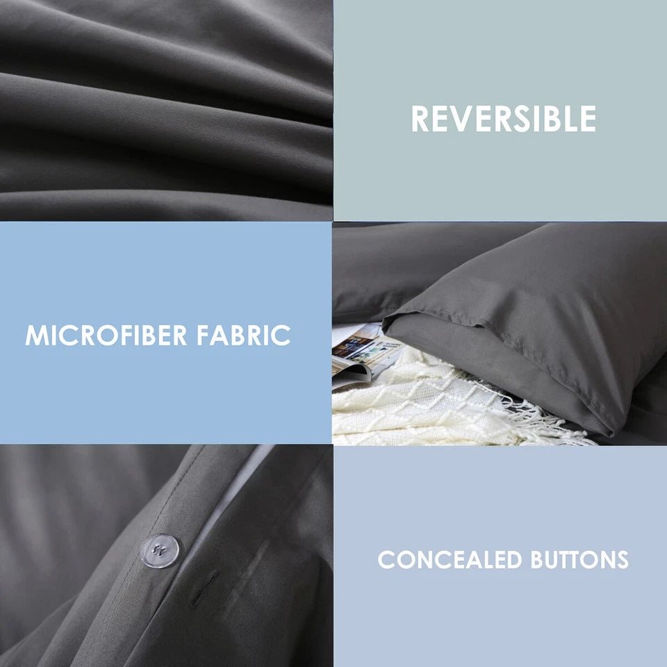 Hotel Quality Luxury Soft Quilt Cover Set - Dark Grey