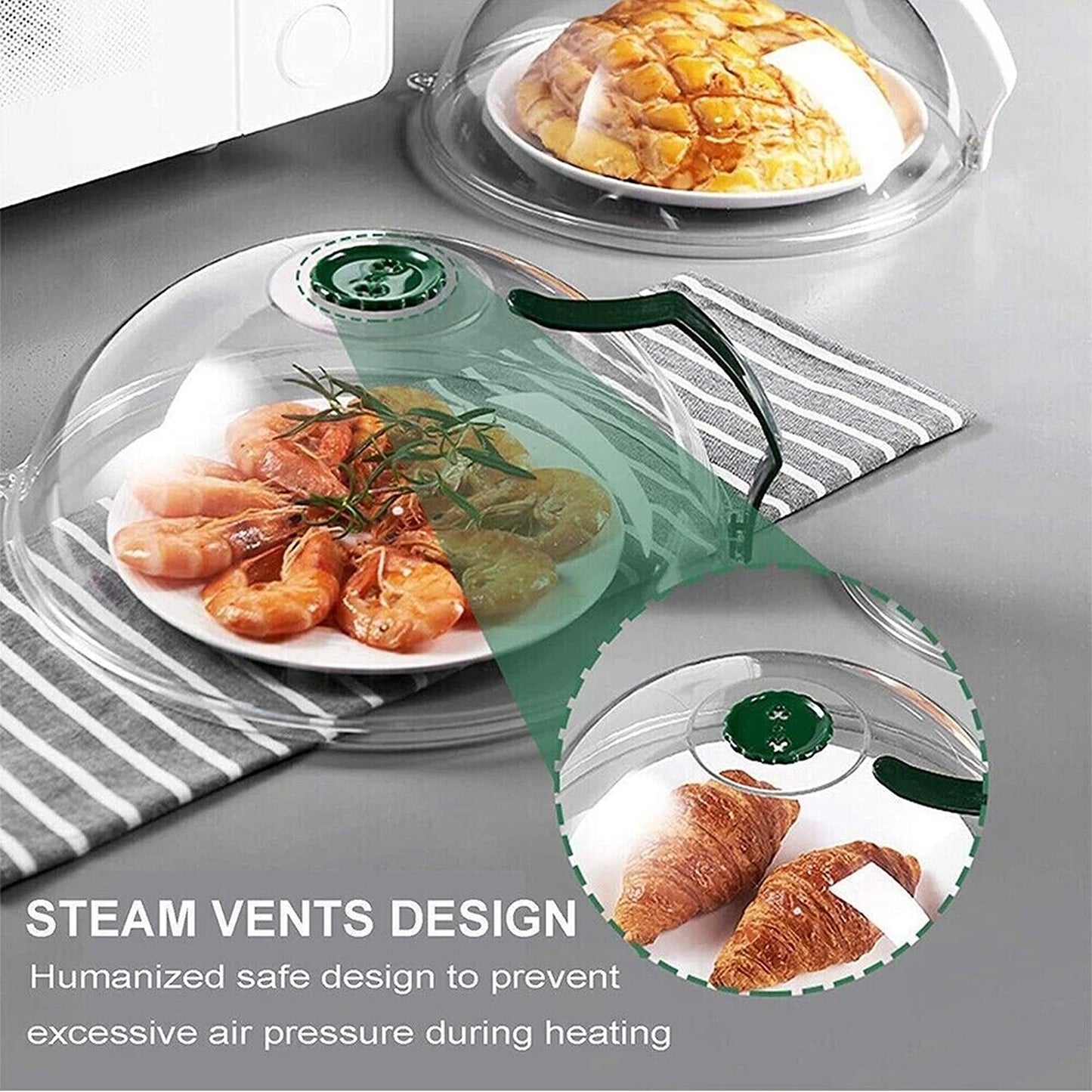 White Microwave Food Cover Anti Splash Guard with Ventilated Steam Release