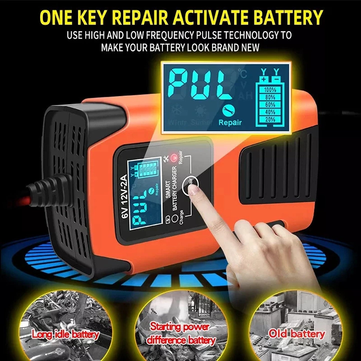 6V 12V Smart Battery Charger for Cars and Motorcycles