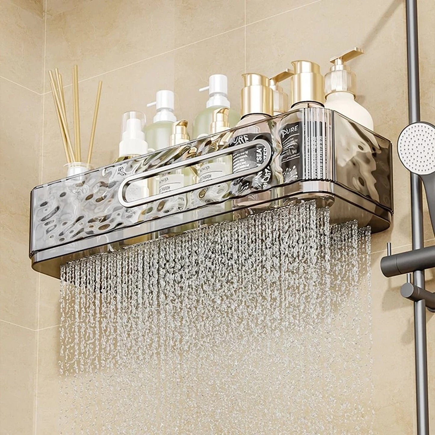 Plastic Bathroom Shelves Wall Mounted Shampoo Storage Rack for Home