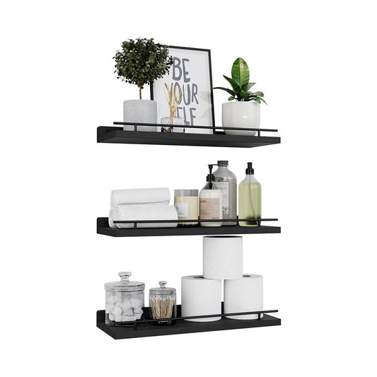 Black Modern Floating Shelves for Books and Decor