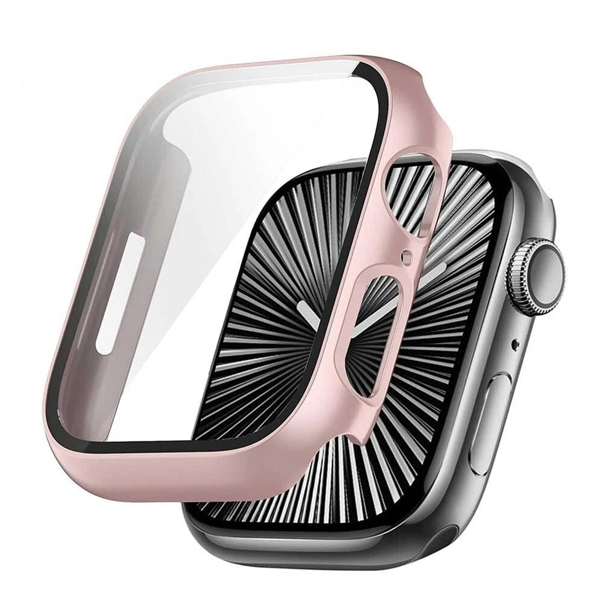 Pink Smartwatch Case with Screen Protector for Apple Watch Series 12 11 10 9 8 SE 2