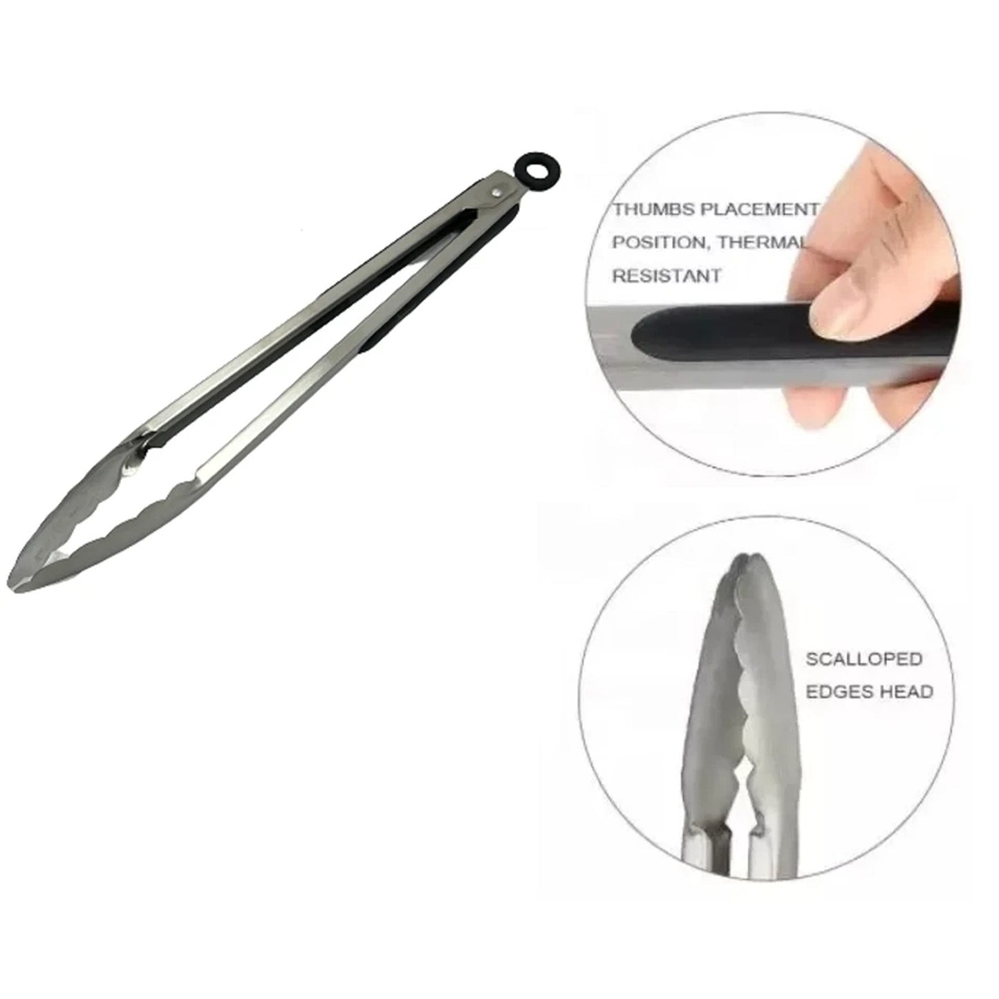 Stainless Steel BBQ Tongs for Salad Bread and Cooking 2pcs